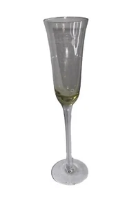 Elegant Glass Glassware Etched Crystal Yellow 9 1/2" Tall Champagne Flute - Picture 1 of 21