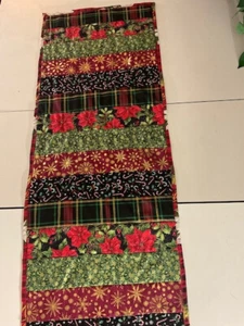 HANDMADE QUILTED CHRISTMAS TABLE RUNNER REVERSIBLE ,46 X 15 INCHES - Picture 1 of 5