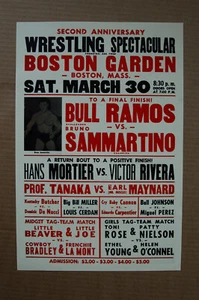 Bruno Sammartino vs Bull Ramos Wrestling Poster 1970 Boston Garden - Picture 1 of 1