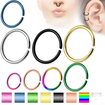 Anillo aro nariz tabique tragus cartílago forma de C titanio recocido 14,16,18,20 G Foto 1 de 2