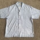 Tommy Bahama Handmade Men Shirt Button-Down 100% Linen Blue Short Sleeves Size L