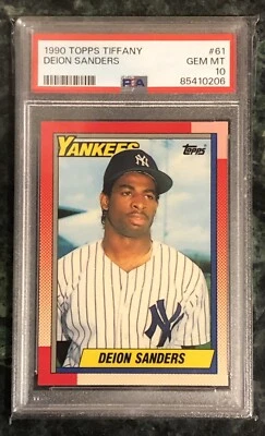 1990 Topps Tiffany #61 Deion Sanders RC PSA 10 GEM MT Yankees  Foto 1 de 2