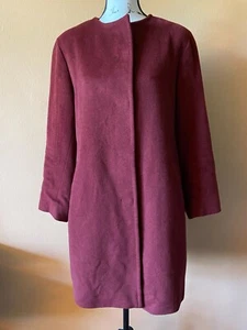 Luciano Barbera Maroon Red 100% Cashmere Coat Size 42 Medium US 6 *FLAW* - Picture 1 of 16