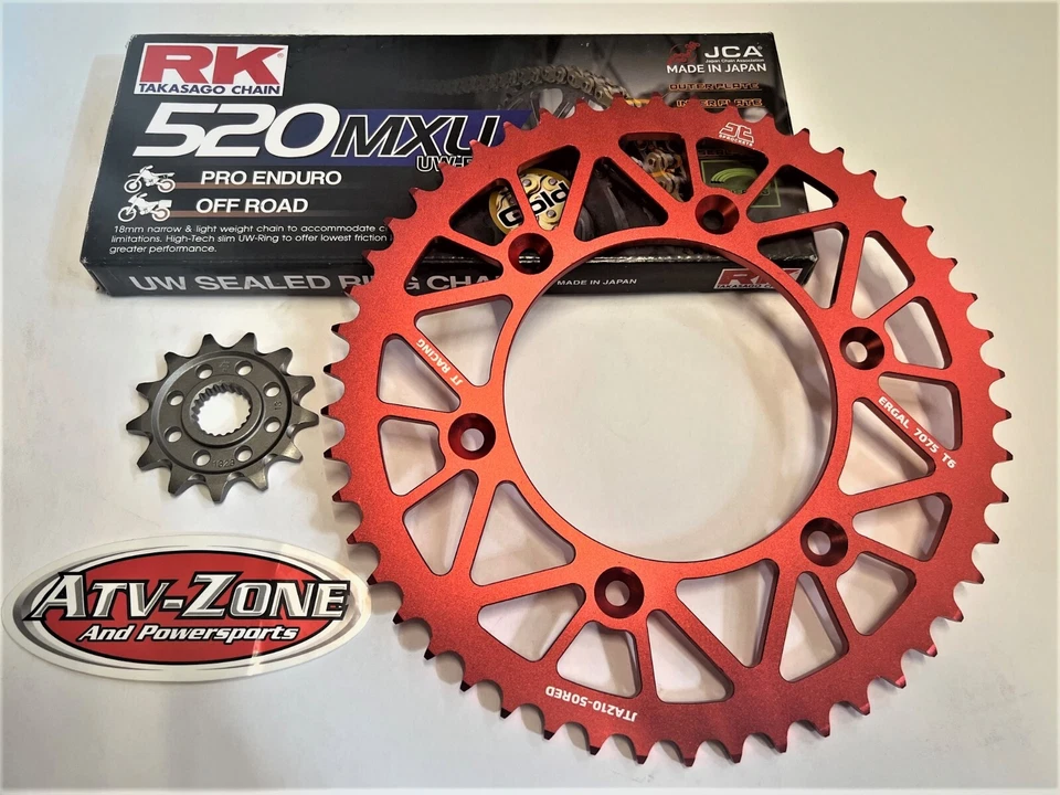 Kit Cadena Oro RK y Piñón JT Honda CRF 250R 2011-2017 Rojo Aluminio Trasero Foto 1 de 2