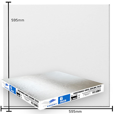 Suspended Vinyl Ceiling Tiles EasyClean & Wipeable 600mm X 600mm 6Tiles 2.16m2 • 29£