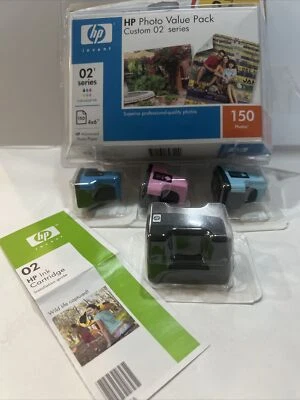4x GENUINE HP 02 Series Photo Pack Ink Cartridge Lot Black Color Four Oem New - Image 1 of 4