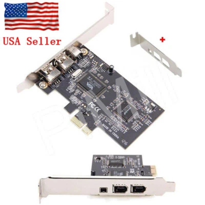 PCI-E Express FireWire 1394a IEEE1394 Card w/Low Profile Bracket US Stock - Image 1 of 4