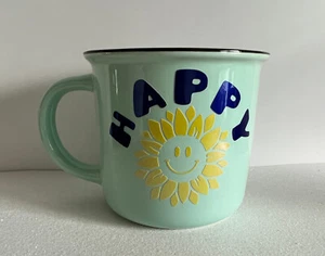 Coffee Theme~  Happy Sunshine Custom Pastel Blue/Teal Ceramic Mug Cup - Imagen 1 de 3