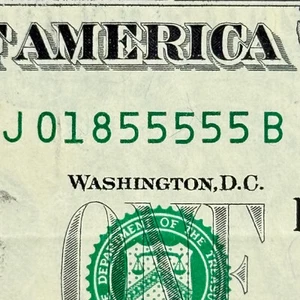 TRAILING Five in a Row 5s (...55555) Dollar Fancy Serial Number Dollar - Picture 1 of 3