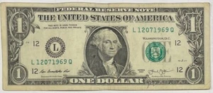 Birthday Note 🎁December 7, 1979 - 2013 $1 One Dollar FANCY Serial #L12071969Q - Picture 1 of 3