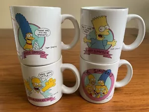 SIMPSONS 1990 SET Of 4 Coffee Mugs by One of the Bunch Bart Marge Homer 1990 - Picture 1 of 5