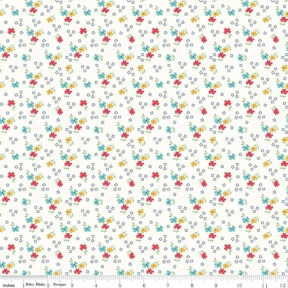 1/4 Yarda 9x42 RileyBlake "Granja Niña Vintage" Flor Nube Edredón Algodón Lori Holt Foto 1 de 1