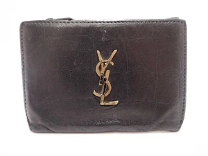 Saint Laurent YSL  Compact Wallet Bifold Black Logo - Picture 1 of 13