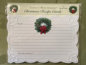 Carol Wilson Carol's Rose Garden Embossed Christmas Wreath 4”x 6" Recipie Cards - Picture 1 of 3