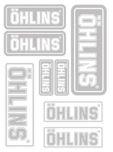 OHLINS Fork Shock Stickers Set Decals Kawasaki Ducati Aprilia Laminated SILVER - Picture 1 of 1