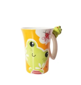 Taza de café Indra de gres fino pintado a mano 3D Happy Frog 12 oz - Imagen 1 de 4