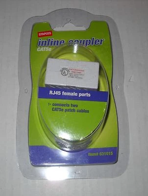Staples Inline Coupler for CAT5e Cables #631015, White, BRAND NEW FACTORY SEALED - Image 1 of 2