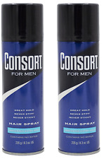 Consort Aerosol Hair Spray for Men Extra Hold, Unscented, 8.3 oz (2 Pack)