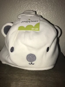 Conjunto de sombrero y mitones de lana Jumping Beans talla 2T-4T niños o niñas oso polar - Imagen 1 de 3