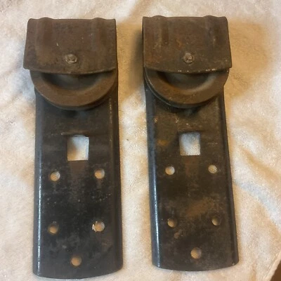Par de rodillos de puerta de granero National vintage bisagra colgante antigua Foto 1 de 4