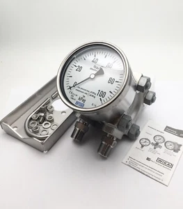 WIKA 733.14.100 0-100kPag Differential Pressure Gauge 2 x 1/2 NPT 110BL4X8 - Picture 1 of 5