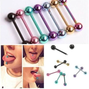 7PCS Tongue Bars Surgical Steel Barbell Rings Mixed Ball Body Piercing Jewellery - Picture 1 of 11