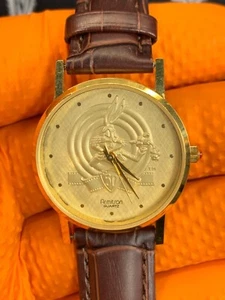 VTG Armitron BUGS BUNNY 50 Anniverary  Watch New Battery Leather Band 1989 - Picture 1 of 8