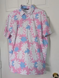 Sunday Swagger Golf Polo Herren Large rosa blau Palmen Stretch Miami tropisch - Bild 1 von 6