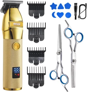 Cortadora cabello y barba hombre pantalla LED recargable maquina de corte oro - Picture 1 of 12