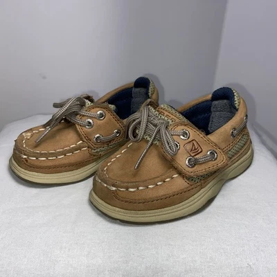 SPERRY Baby ребенка ясельного возраста мальчиков ремень A/C лодки туфли размер 5 М коричневый желтовато-коричневый - Изображение 1 из 4