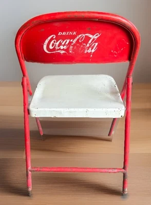 Vtg 1950s Coca-Cola Red & White Metal Folding Chair Coke Advertising Steel Retro - Image 1 of 4