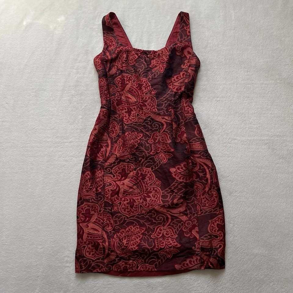 Women’s 90s Romantic Red Ornate Brocade Lace Up Dress Size 6 - Image 1 of 4