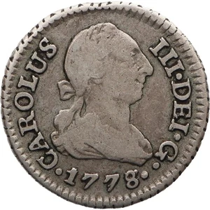 Moneda de Plata 1778 SCF 1/2 Real Carlos III España Casa de la Moneda Sevilla (MO4043-) - Imagen 1 de 2
