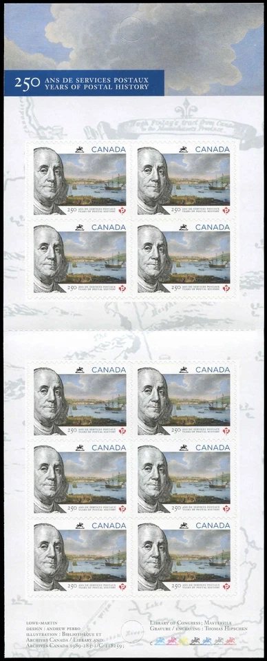 Canada Stamps Booklet of 10, Benjamin Franklin, Quebec City, #2649a, BK541 MNH - Image 1 of 2