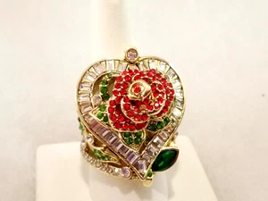 HEIDI DAUS "Red Queen" (Size 10/Lt. Siam Red-Color) Fancy Heart Ring - Picture 1 of 11