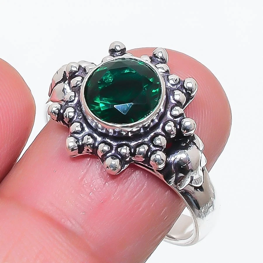 Chrome Diopside Gemstone 925 Sterling Silver Jewelry All Size Ring For Gift - Image 1 of 1