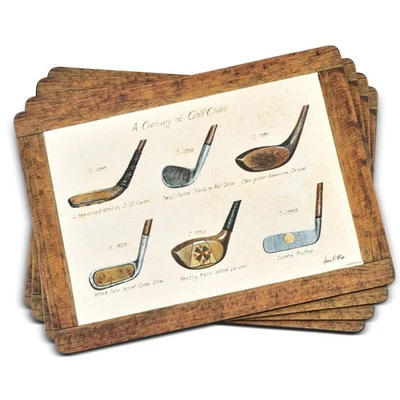 Coleção de tacos de golfe vintage tapetes grandes, conjunto de 4 – (15,7" x 11,7") Cor... - Imagem 1 de 4
