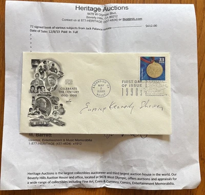 EUNICE KENNEDY SHRIVER AUTOGRAPHED "SPECIAL OLYMPICS" 2000 FIRST DAY COVER FDC - Image 1 of 2