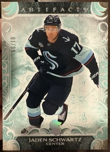 2024-25 UD Artifacts Jaden Schwartz Seafoam Green /10 SSP Seattle Kraken #12 - Imagen 1 de 2
