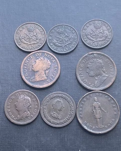 Canada Tokens (8) George IV Nova Scotia Wellington Upper Quebec 1852 Lot 91 - Picture 1 of 11