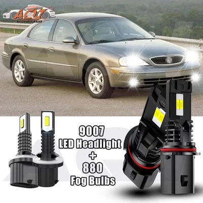 FIT Ford Sable 1994-2001 4pcs 6500K LED Headlight Hi/Lo Fog Lights Bulbs Kit Foto 1 de 4