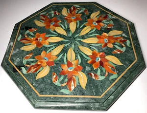 13" green marble Table Top Inlay Pietra Dura Art side coffee Handmade Marquetry - Picture 1 of 4