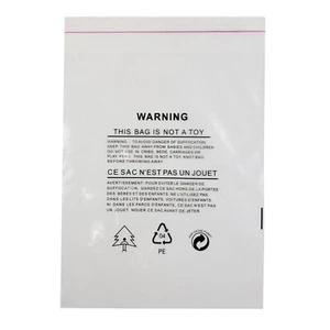 100 Clear Poly Bag Vinyl Bag Self-Sealing Suffocation Warning Plastic Bag - Picture 1 of 12