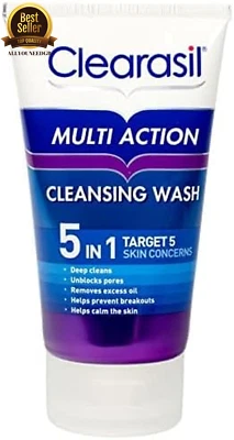 Clearasil Multi-Action 5 in 1 Cleansing Wash, Targets 5 Skin Concerns