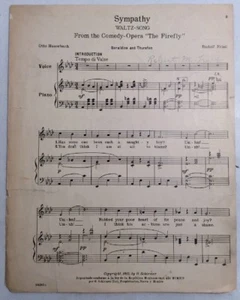 Sympathy Waltz Song 1912 Rudolf Friml Otto Hauerbach SheetNoteMusic - Picture 1 of 12