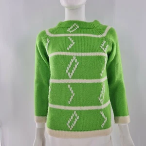 Vintage Campus Casuals Women's Size Small Wool Sweater Green Grandma Cozy - Picture 1 of 8