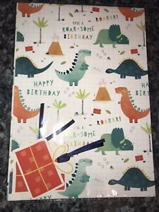 Children's Birthday Party Dinosaur Wrapping Paper - Buy 2 Get 1 Free