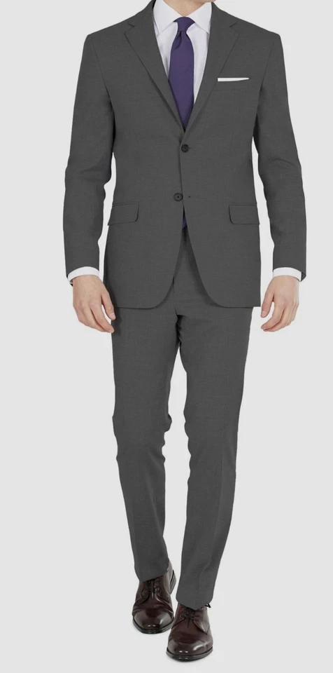 DKNY Men's Gray Modern-Fit Nested Suit Jacket Size 40R