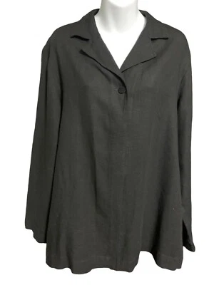 Chaqueta De Colección Eileen Fisher Negra Mezcla L Calce Suelto Ligera Foto 1 de 3
