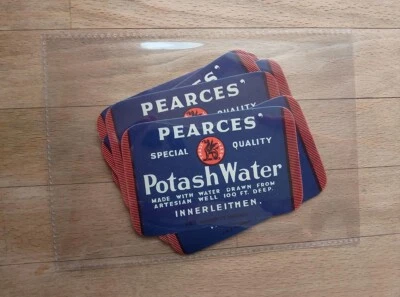 8 x Pearces' Potash Mineral Water labels, Innerleithen circa 1920, near mint - Image 1 of 2